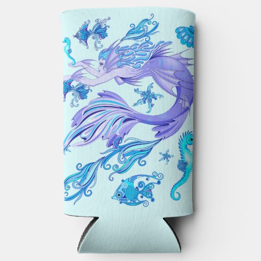 Mystic Mermaid Fairy Paarse Creature Ceramic Tegel Seltzer Blikjeskoeler (Voorkant)