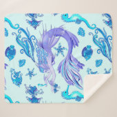 Mystic Mermaid Fairy Paarse Creature Ceramic Tegel Sherpa Deken (Voorkant (horizontaal))