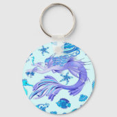 Mystic Mermaid Fairy Paarse Creature Ceramic Tegel Sleutelhanger (Voorkant)