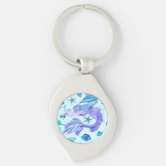 Mystic Mermaid Fairy Paarse Creature Ceramic Tegel Sleutelhanger (Voorkant)