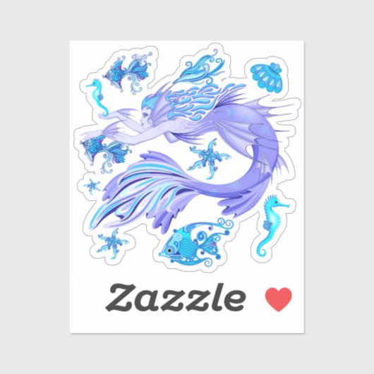 Mystic Mermaid Fairy Paarse Creature Ceramic Tegel Sticker (Vel)