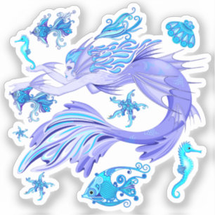Mystic Mermaid Fairy Paarse Creature Ceramic Tegel Sticker
