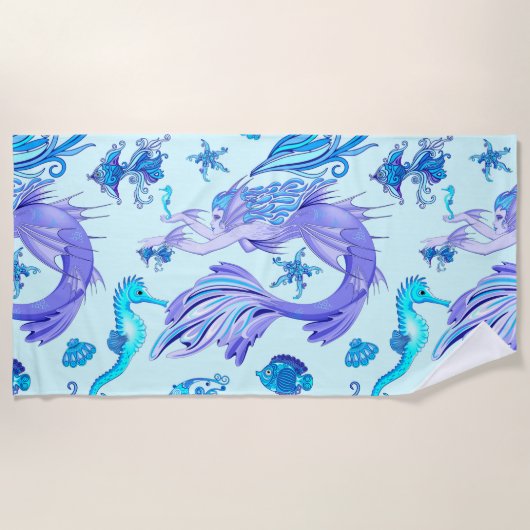 Mystic Mermaid Fairy Paarse Creature Ceramic Tegel Strandlaken (Voorkant)