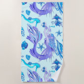 Mystic Mermaid Fairy Paarse Creature Ceramic Tegel Strandlaken (Voorkant)