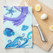 Mystic Mermaid Fairy Paarse Creature Ceramic Tegel Theedoek (Quarter Fold)