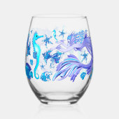 Mystic Mermaid Fairy Paarse Creature Ceramic Tegel Wijnglas Zonder Voet (Voorkant)