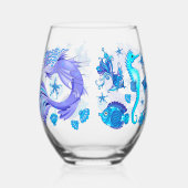 Mystic Mermaid Fairy Paarse Creature Ceramic Tegel Wijnglas Zonder Voet (Rechts)