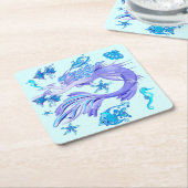 Mystic Mermaid Fairy Paarse Creature Kartonnen Onderzetters (Schuin)