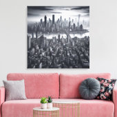 Mystic Metropolis: New York in monochroom Canvas Afdruk (Insitu (Woonkamer))