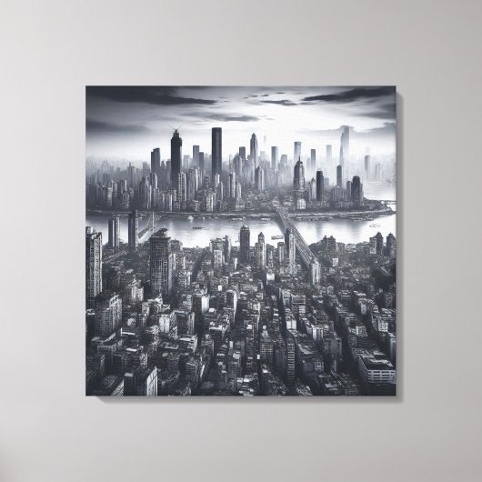 Mystic Metropolis: New York in monochroom Canvas Afdruk (Voorkant)