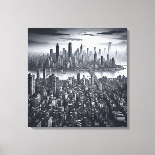 Mystic Metropolis: New York in monochroom Canvas Afdruk (Voorkant)