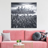 Mystic Metropolis: New York in monochroom Canvas Afdruk (Insitu (Woonkamer))