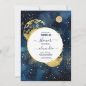 Mystic Midnight Blue en Gold Waterverf Bridal Kaart (Voorkant)