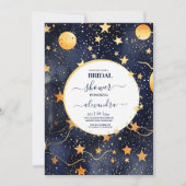 Mystic Midnight Blue en Gold Waterverf Bridal Kaart (Voorkant)