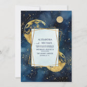 Mystic Midnight Blue en gouden Waterverf bruiloft Kaart (Voorkant)