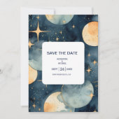 Mystic Midnight Blue en gouden Waterverf bruiloft Save The Date (Voorkant)