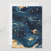 Mystic Midnight Blue en gouden Waterverf bruiloft Save The Date (Achterkant)
