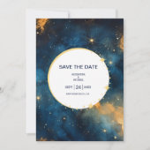 Mystic Midnight Blue en gouden Waterverf bruiloft Save The Date (Voorkant)