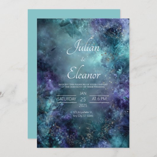 Mystic Midnight Garden Huwelijksuitnodiging Kaart (Voorkant / Achterkant)