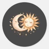 Mystic Moon and Sun Celestial Boho Style Ronde Sticker (Voorkant)