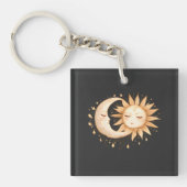 Mystic Moon and Sun Celestial Boho Style Sleutelhanger (voorkant)