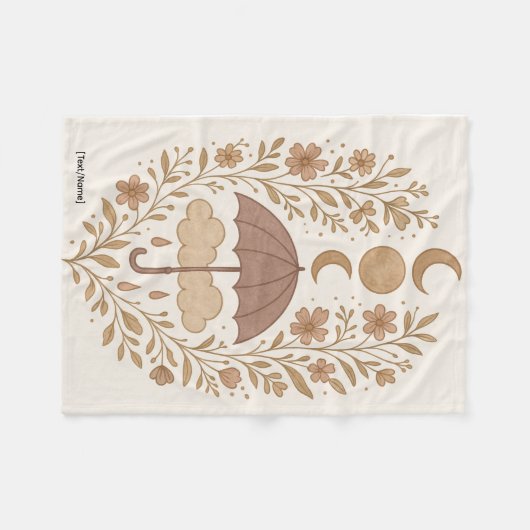 Mystic Moon Boho Rain Blanket | Add Text/Name Fleece Deken (Voorkant (Horizontaal))
