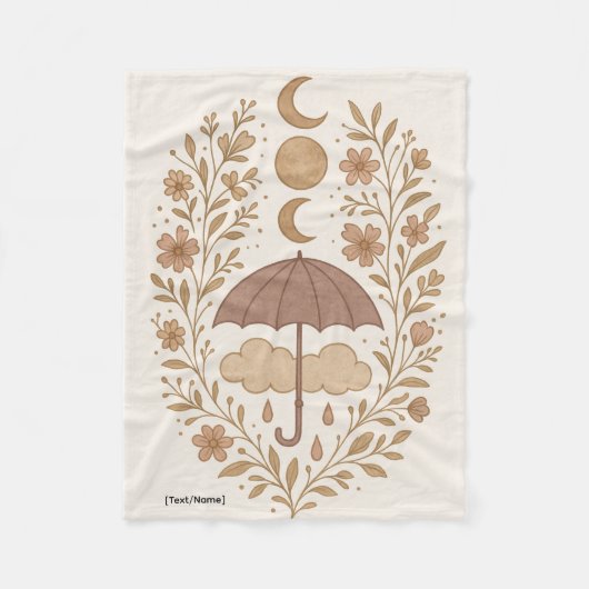 Mystic Moon Boho Rain Blanket | Add Text/Name Fleece Deken (Voorkant)