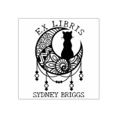 Mystic Moon Cat, Aangepaste Ex Libris Boek Rubberstempel (Afrduk)