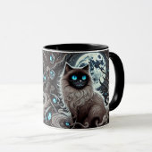 Mystic Moon Cat - Enchanted Black Cat mug Mok (Voorkant rechts)