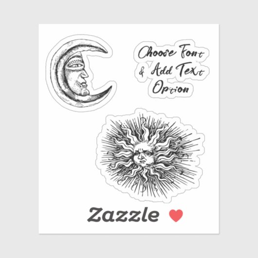 Mystic Moon en Sun Sticker (Vel)