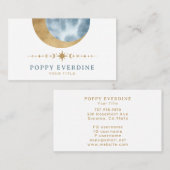 Mystic Moon Gold Blue Stars Astrologie Yoga Visitekaartje (Voorkant / Achterkant)