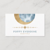 Mystic Moon Gold Blue Stars Astrologie Yoga Visitekaartje (Voorkant)