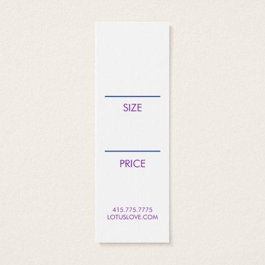 Mystic Moon Hang Label Size Kleding Display Kaart (Achterkant)