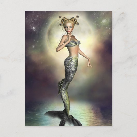 Mystic Moon Mermaid Briefkaart (Voorkant)