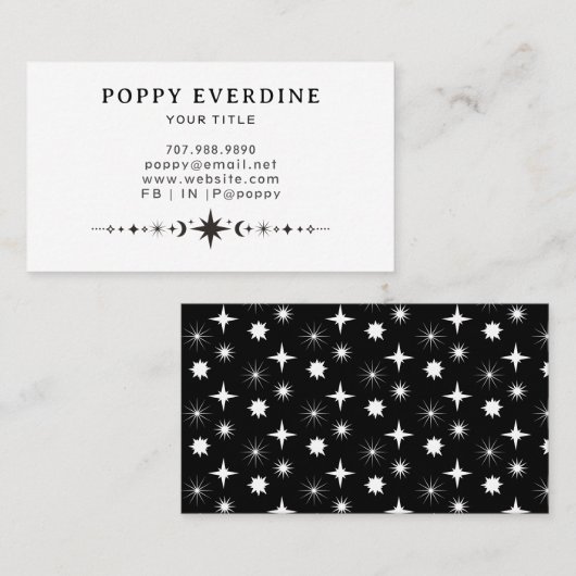 Mystic Moon Stars Visitekaartje (Voorkant / Achterkant)