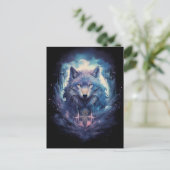 Mystic Moon Wolf Guardian Aankondigingskaart (Staand voorkant)