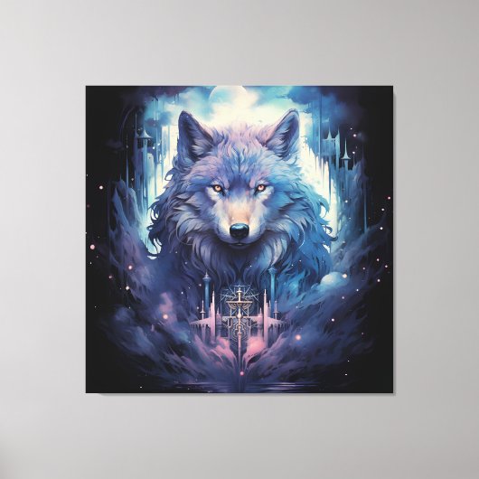 Mystic Moon Wolf Guardian Canvas Afdruk (Voorkant)