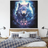 Mystic Moon Wolf Guardian Canvas Afdruk (Insitu (Slaapkamer))