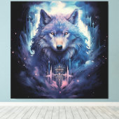Mystic Moon Wolf Guardian Canvas Afdruk (Insitu (Houten vloer))
