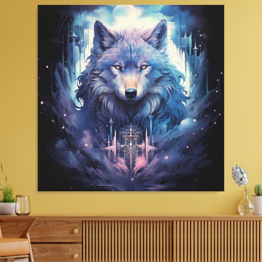 Mystic Moon Wolf Guardian Canvas Afdruk (Insitu (Woonkamer))