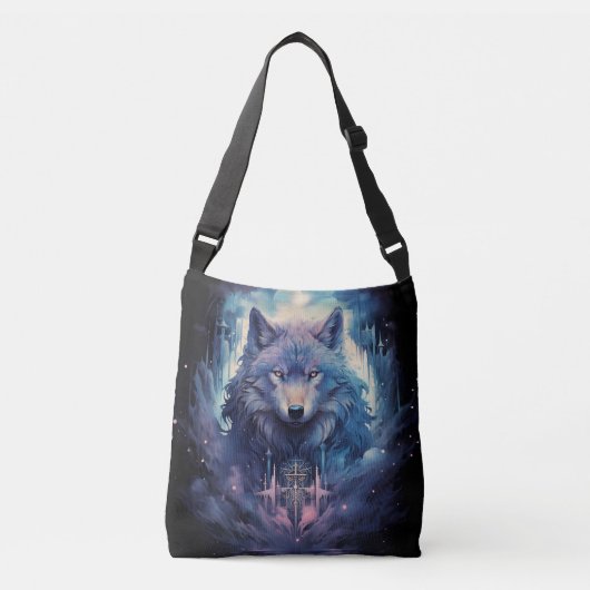 Mystic Moon Wolf Guardian Crossbody Tas (Voorkant)