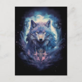 Mystic Moon Wolf Guardian Feestdagenkaart (Voorkant)