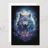 Mystic Moon Wolf Guardian Feestdagenkaart (Voorkant / Achterkant)