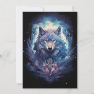 Mystic Moon Wolf Guardian Feestdagenkaart