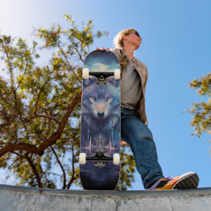 Mystic Moon Wolf Guardian Persoonlijk Skateboard
