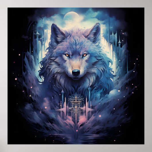 Mystic Moon Wolf Guardian Poster (Voorkant)