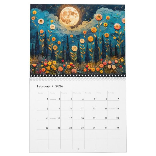 Mystic Moonlight 2026 – Surreal Full Moon Calendar Kalender (Feb 2026)