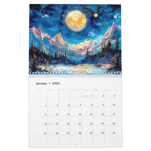 Mystic Moonlight 2026 – Surreal Full Moon Calendar Kalender (Jan 2026)