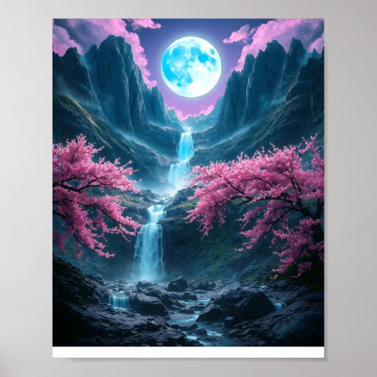 Mystic Moonlit Valley Poster (Voorkant)