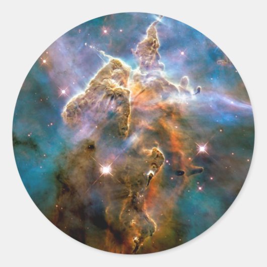 Mystic Mountain Carina Nebula Hubble Space Foto Ronde Sticker (Voorkant)